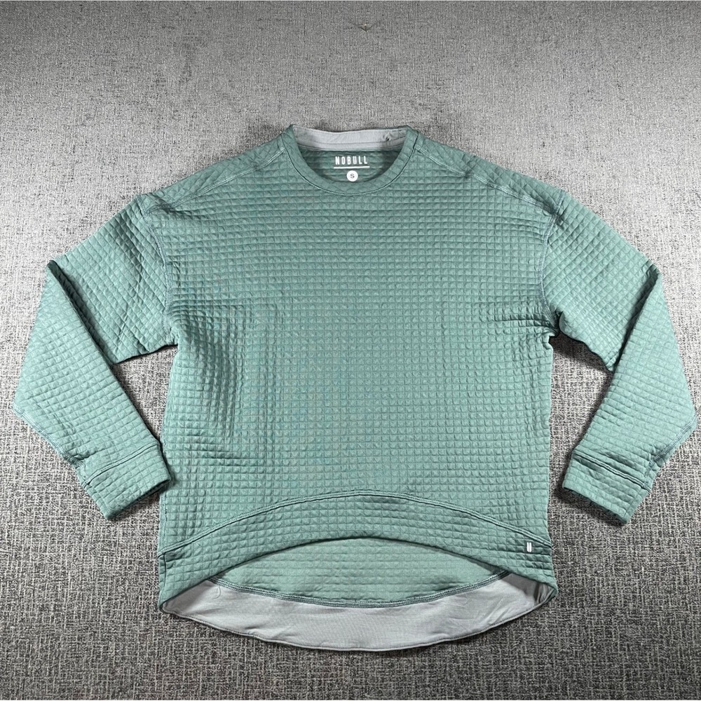 NOBULL Quilted Crewneck Pullover Sweatshirt Dark Teal Green Womens Small S